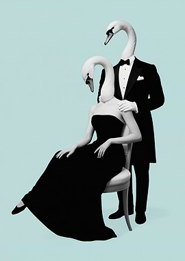Surreal Swan Couple