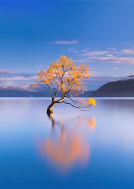 Lone Tree in Lake Wanaka, New Zealand