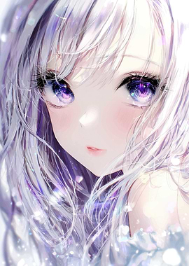 Anime Girl with Purple Eyes