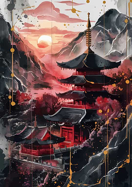 Japanese Watercolor Landscape