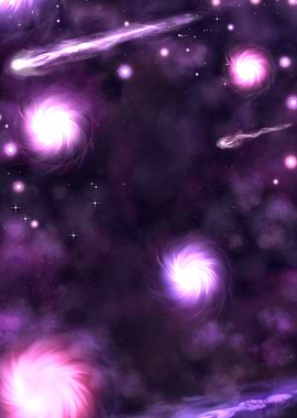 Purple Galaxy with Swirling Stars