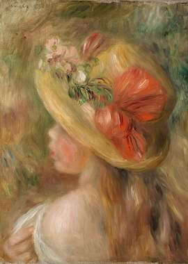 Girl with a Straw Hat Painting