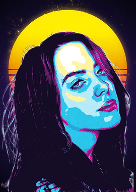 Billie Eilish Retro Pop Art Portrait