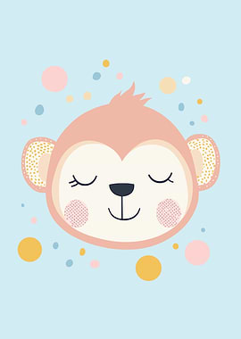 Cute Monkey Face Illustration