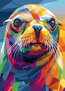 Colorful Sea Lion Portrait