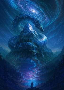 Celestial Glowing Dragon Mountain Landscape