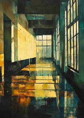 Hallway Painting with Light and Shadow