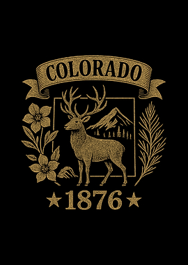 Colorado 1876 Vintage Elk Mountains Retro State