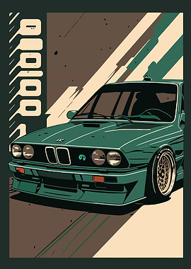 Green BMW E30 Illustration