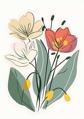 Floral Illustration with Abstract Style