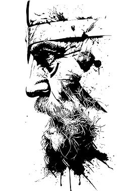 Monochrome Portrait with Ink Splatter Effect