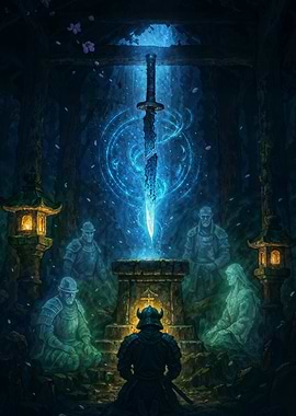 Mystical Sword Ghost Shrine with Samurai