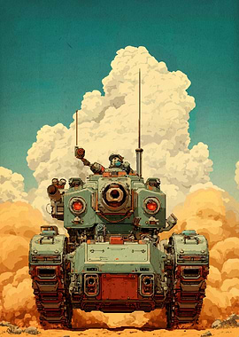Futuristic Tank in Desert Landscape