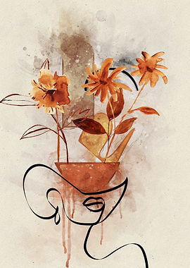 Floral Abstract Face Watercolor Art