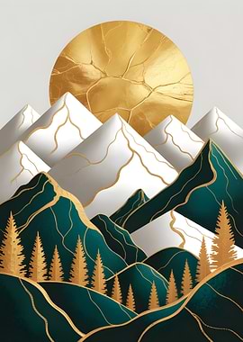 Golden Sun over Emerald Mountains