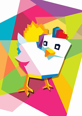 Geometric Chicken Pop Art Illustration