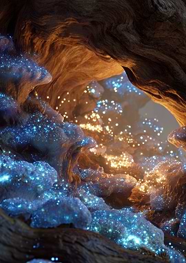 Glowing Cave Interior