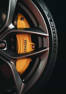 Ferrari Wheel and Yellow Brake Caliper