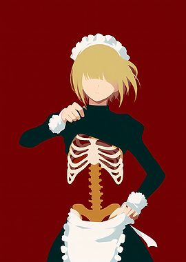 Skeleton Maid Minimalist Art