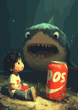 Boy, Shark, and POS Soda