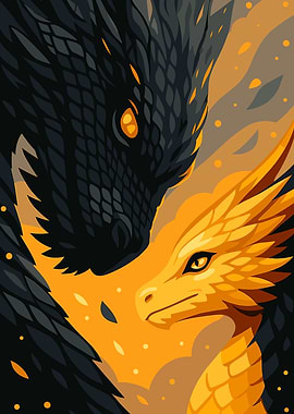 Black and Gold Dragon Duo