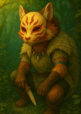 Forest Spirit with Mask and Knife