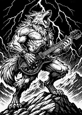 Werewolf Guitarist in Storm