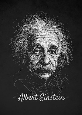 Albert Einstein Face Portrait Scribble Art