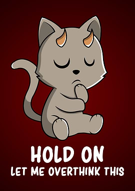 Overthinking Devil Cat Cute Anxious Chibi Kitten