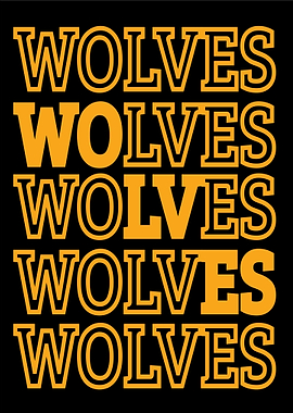 Wolves Text Art on Black Background