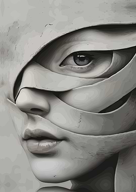 Monochrome Face with Bandages Digital Art
