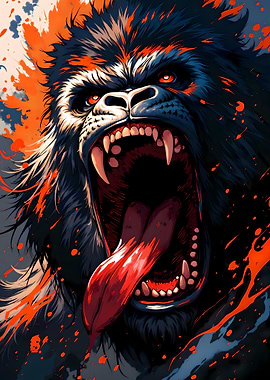 Roaring Gorilla with Orange Accents