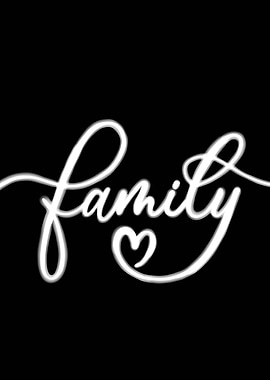 Family with Love - Neon Glow Heart Design
