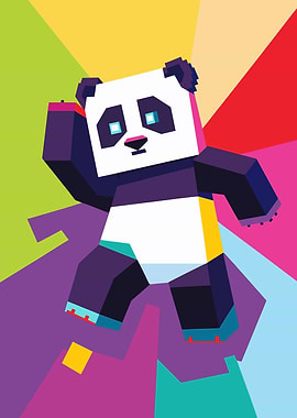 Geometric Panda Pop Art