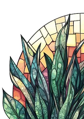 Stained Glass Plant Illustration