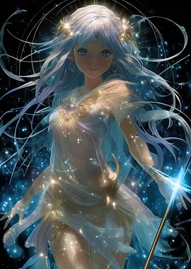 Celestial Woman with Staff and Stars