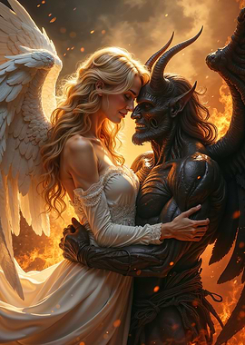 Angel and Demon Embrace