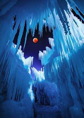 Ice Castle with Blood Moon