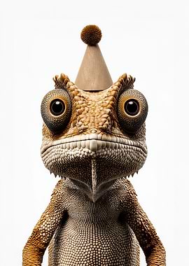 Cute Chameleon with Party Hat