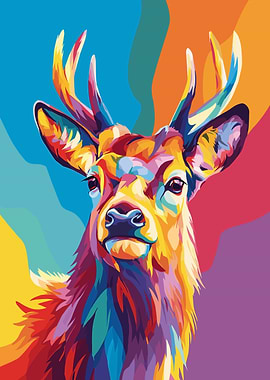 Colorful Deer Portrait