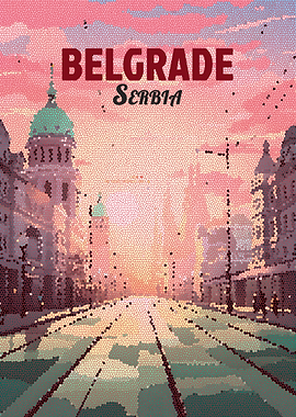 Belgrade, Serbia Mosaic Cityscape Poster