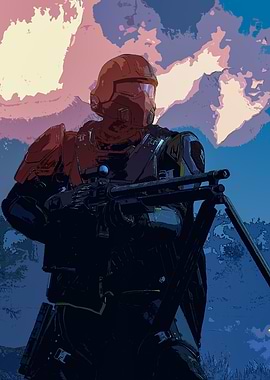 Futuristic Soldier with Heavy Weapon