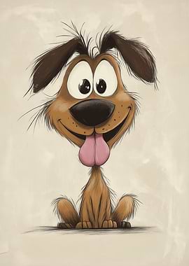Cartoon Dog with Tongue Out