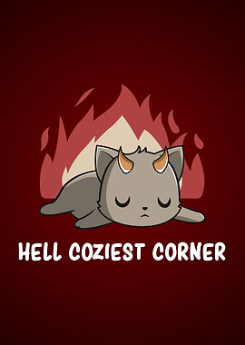 Devil Cat Sleeping in Hell Cute Demon Nap Humor