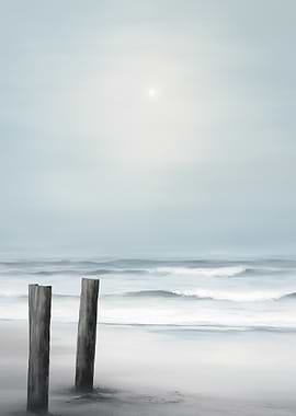 Beach Scene Wooden Posts
