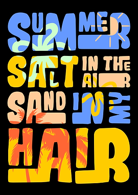 Summer Salt Sand Hair Typography Art