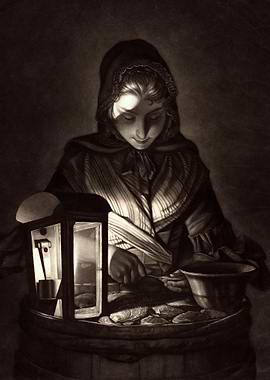 Oyster Seller by Lamplight