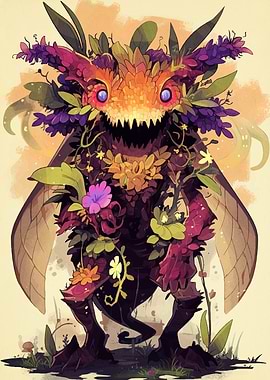 Floral Monster Creature Illustration