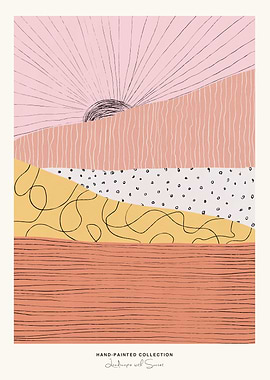 Abstract Landscape with Sunset Art Print