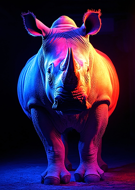 Neon Rhino Portrait